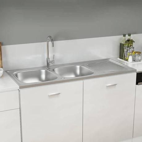 Vidaxx vask dobbelt skål 1200x600x155 mm rustfrit stål sølv