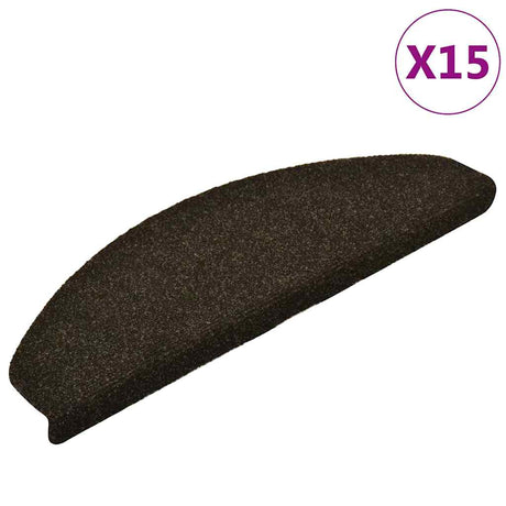 Vidaxl Stair Mats Self -fast 15 stykker 65x21x4 cm mørkebrun halvrund store