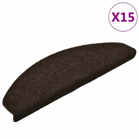 Vidaxl Stair Mats Self -fast 15 stykker 65x21x4 cm mørkebrun halvrund store