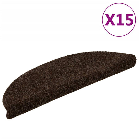Vidaxl Stair Mats Self -fast 15 stykker 56x17x3 cm brun halvrund
