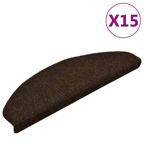 Vidaxl Stair Mats Self -fast 15 stykker 65x21x4 cm brun halvrund store