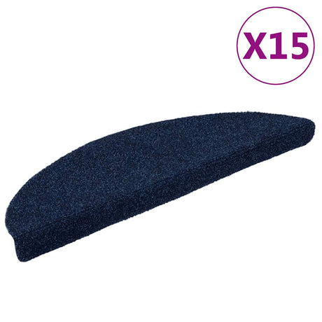 Vidaxl Stair Mats Self -fast 15 stykker 56x17x3 cm Navy Blue Half -Round