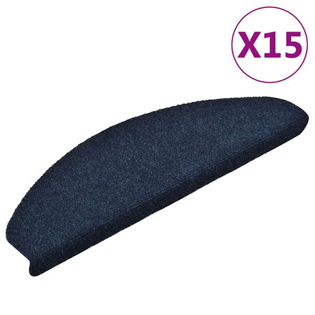 Vidaxl Stair Mats Self -fast 15 stykker 65x21x4 cm marineblå semi -runde store