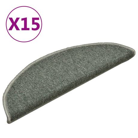 Vidaxx trappemåtter 15 stk 56x17x3 cm mørkegrøn halvrunde