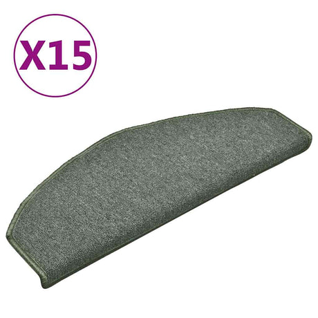 Vidaxx trappemåtter 15 stk 65x24x4 cm mørkegrøn halvrund stor