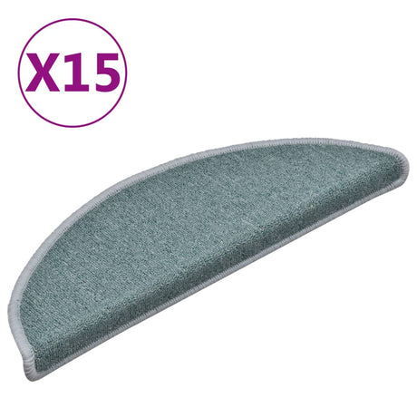 Vidaxx trappemåtter 15 stk 56x17x3 cm havblå halvcirkelformet