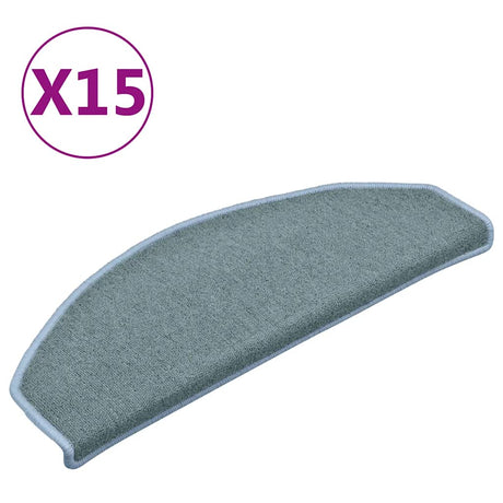 Vidaxx trappemåtter 15 stk 65x24x4 cm havblå halvcirkelformet stor