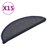 Vidaxl Stair Mats 15 St 56x17x3 cm mørkegrå og blå halvkugle