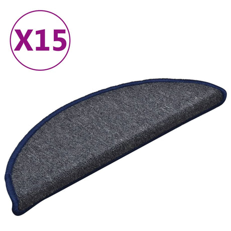 Vidaxl Stair Mats 15 St 56x17x3 cm mørkegrå og blå halvkugle