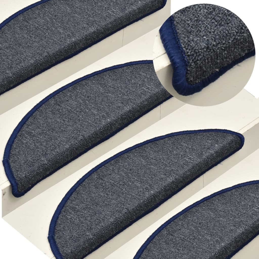 Vidaxl Stair Mats 15 St 56x17x3 cm mørkegrå og blå halvkugle