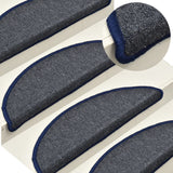Vidaxl Stair Mats 15 St 56x17x3 cm mørkegrå og blå halvkugle