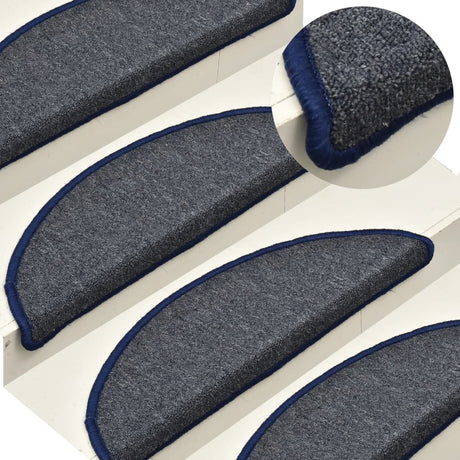 Vidaxl Stair Mats 15 St 56x17x3 cm mørkegrå og blå halvkugle