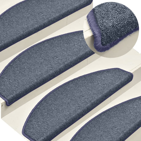 Vidaxl Stair Mats 15 St 65x24x4 cm mørkegrå og blå halvkugle stor