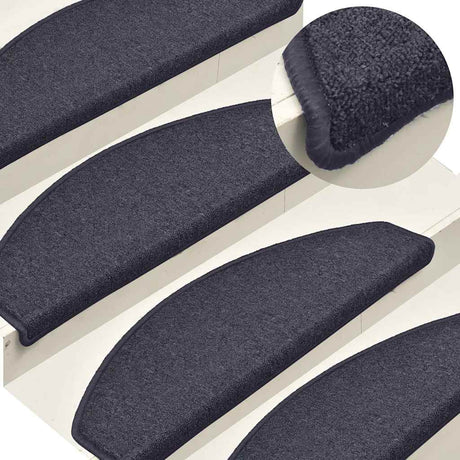 Vidaxl Stair Mats 15 St 65x24x4 cm mørkegrå og blå halvkugle stor