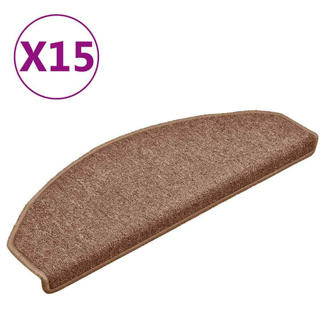 Vidaxl Stair Mats 15 St 65x24x4 cm brun semi -runde store