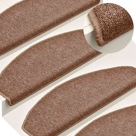 Vidaxl Stair Mats 15 St 65x24x4 cm brun semi -runde store