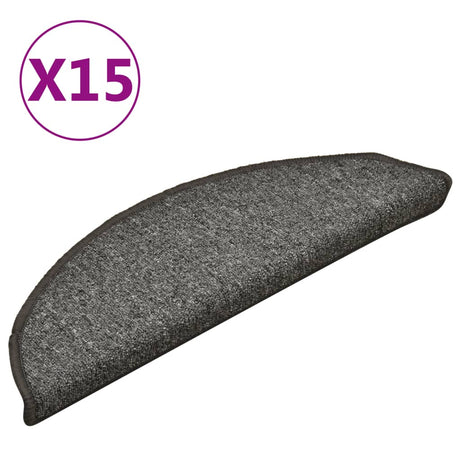 VidaXL trappemåtter 15 stk 56x17x3 cm mørkegrå halvrunde