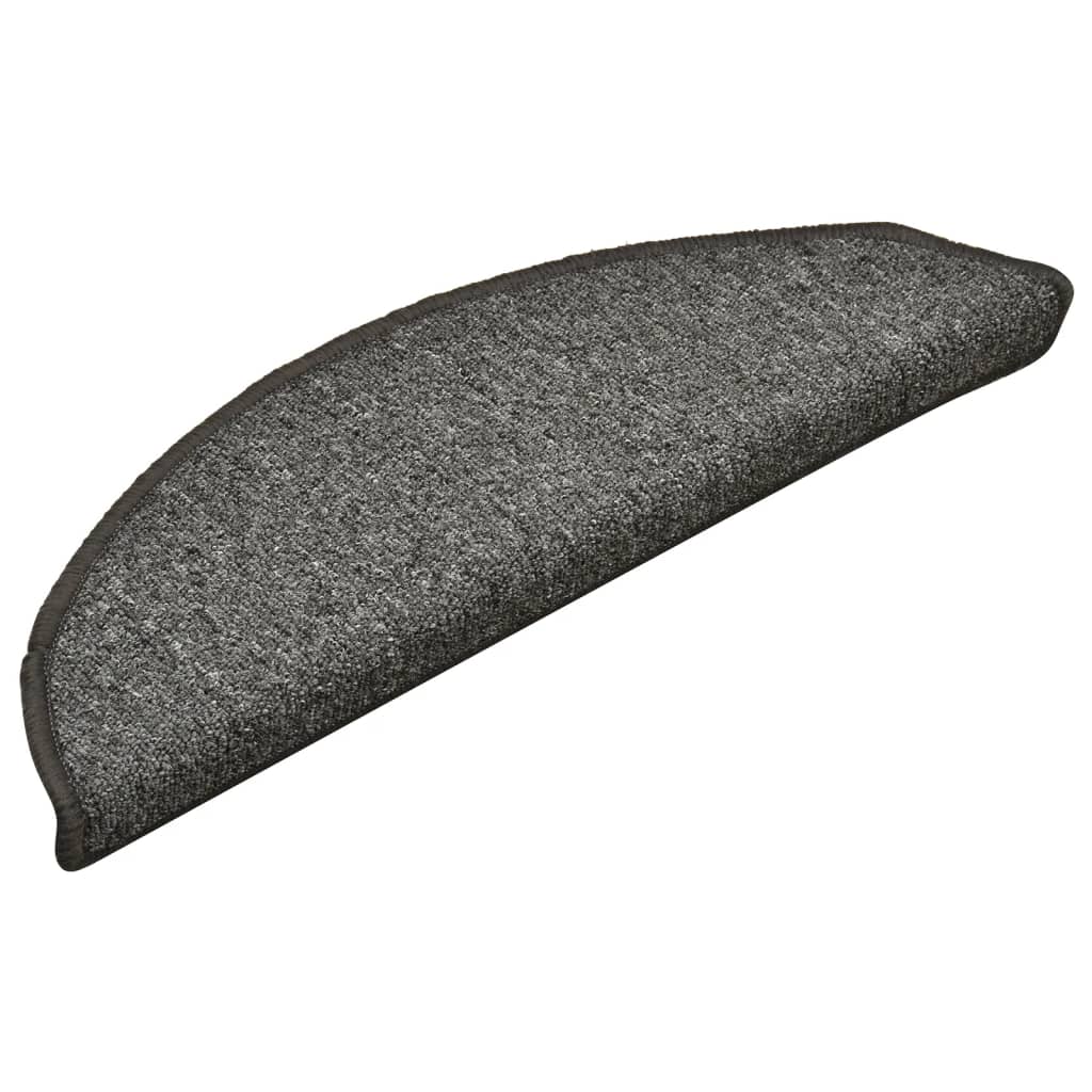 VidaXL trappemåtter 15 stk 56x17x3 cm mørkegrå halvrunde