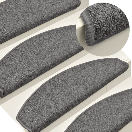 Vidaxl Stair Mats 15 St 65x24x4 cm mørkegrå halvkugle stor