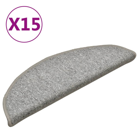 Vidaxl Stair Mats 15 St 56x17x3 cm lysegrå halvkugle