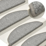 Vidaxl Stair Mats 15 St 56x17x3 cm lysegrå halvkugle