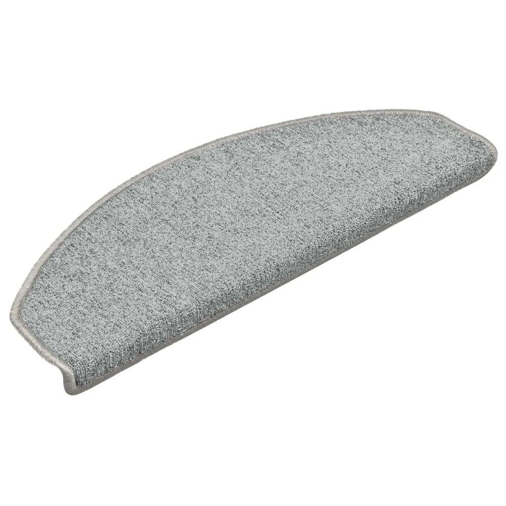 Vidaxl Stair Mats 15 St 65x24x4 cm lysegrå semi -runde store
