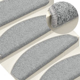 Vidaxl Stair Mats 15 St 65x24x4 cm lysegrå semi -runde store