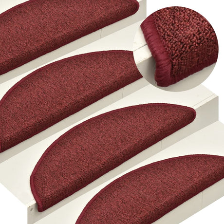 Vidaxx trappemåtter 15 stk 56x17x3 cm bordeaux halvrunde