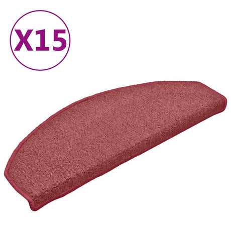 Vidaxx trappemåtter 15 stk 65x24x4 cm bordeaux halvcirkelformet stor