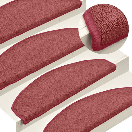 Vidaxx trappemåtter 15 stk 65x24x4 cm bordeaux halvcirkelformet stor