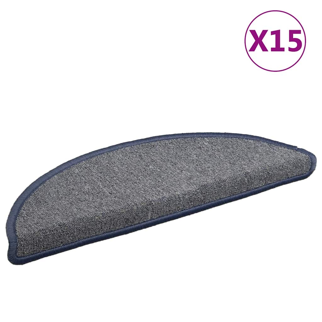 Vidaxl Stair Mats 15 St 56x17x3 cm lysegrå og blå halvkugle