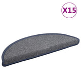 Vidaxl Stair Mats 15 St 56x17x3 cm lysegrå og blå halvkugle