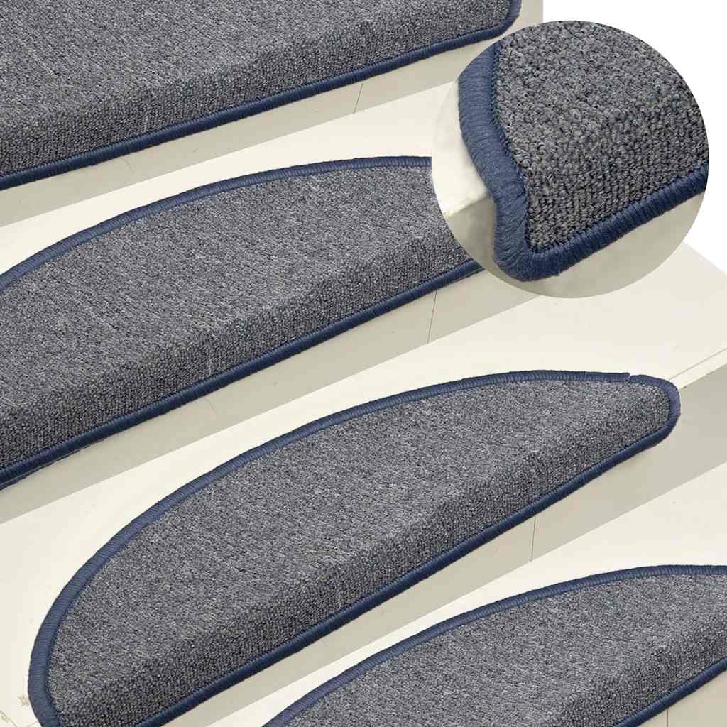 Vidaxl Stair Mats 15 St 56x17x3 cm lysegrå og blå halvkugle