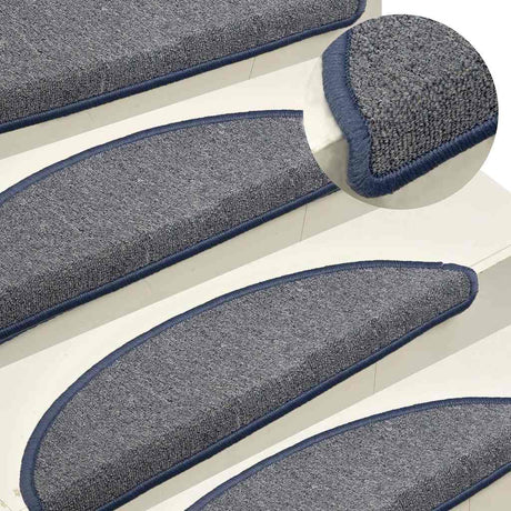 Vidaxl Stair Mats 15 St 56x17x3 cm lysegrå og blå halvkugle