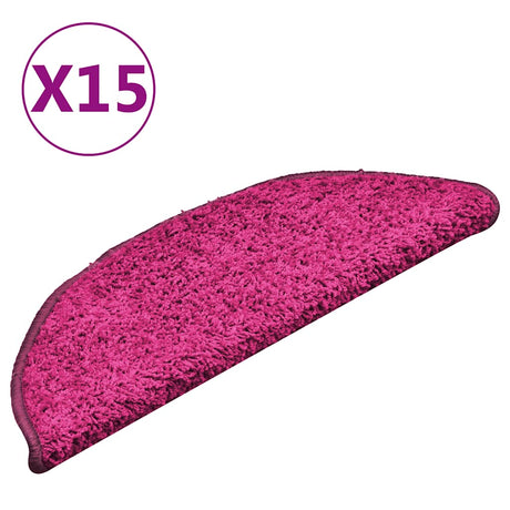 VidaXL trappemåtter 15 stk 56x17x3 cm pink halvrund