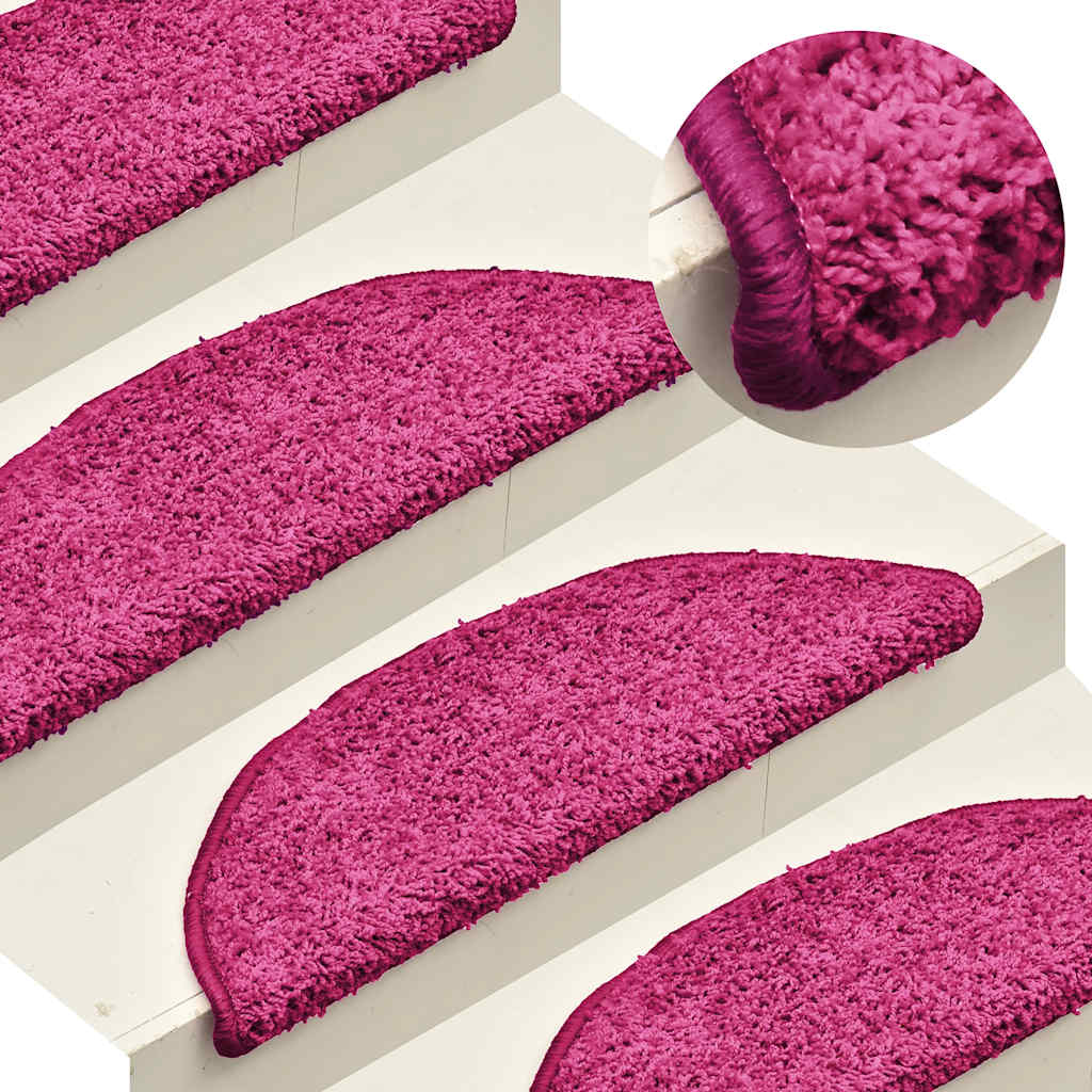 VidaXL trappemåtter 15 stk 56x17x3 cm pink halvrund