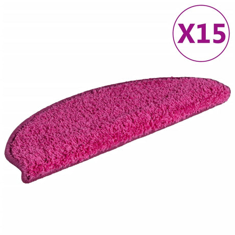 Vidaxx trappemåtter 15 stk 65x21x4 cm pink halvrund stor