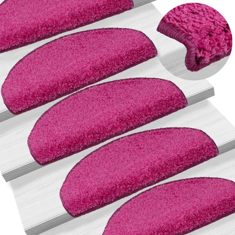 Vidaxx trappemåtter 15 stk 65x21x4 cm pink halvrund stor