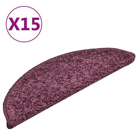 Vidaxx trappemåtter 15 stk 56x17x3 cm mørk lilla halvcirkelformet
