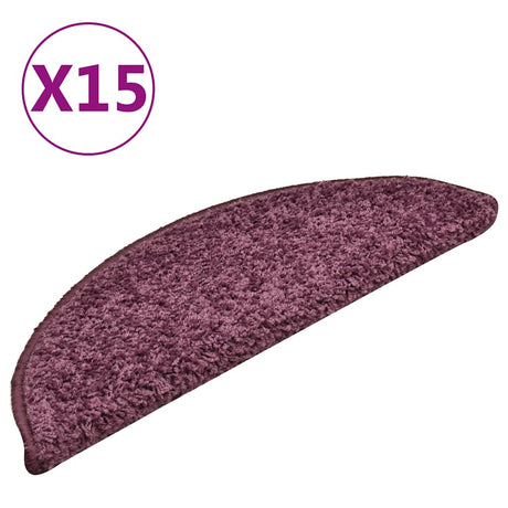 Vidaxx trappemåtter 15 stk 56x17x3 cm mørk lilla halvcirkelformet