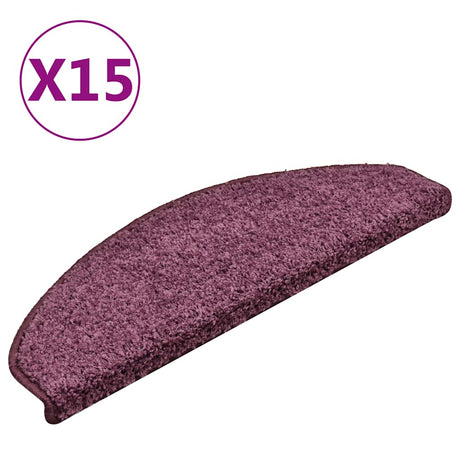 Vidaxx trappemåtter 15 stk 65x21x4 cm mørk lilla halvcirkelformet stor