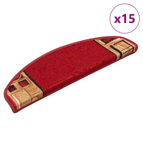 Vidaxl Stair Mats Self -fast 15 ST 65x21x4 cm rød
