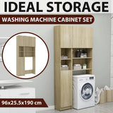 Vidaxl Washing Machine Cupboard Set Processed Wood Sonoma Oak -farvet