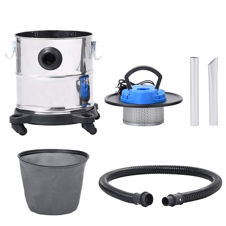 Vidaxl Ash Støvrenser med HEPA -filter 1200 W 20 L Rustfrit stål