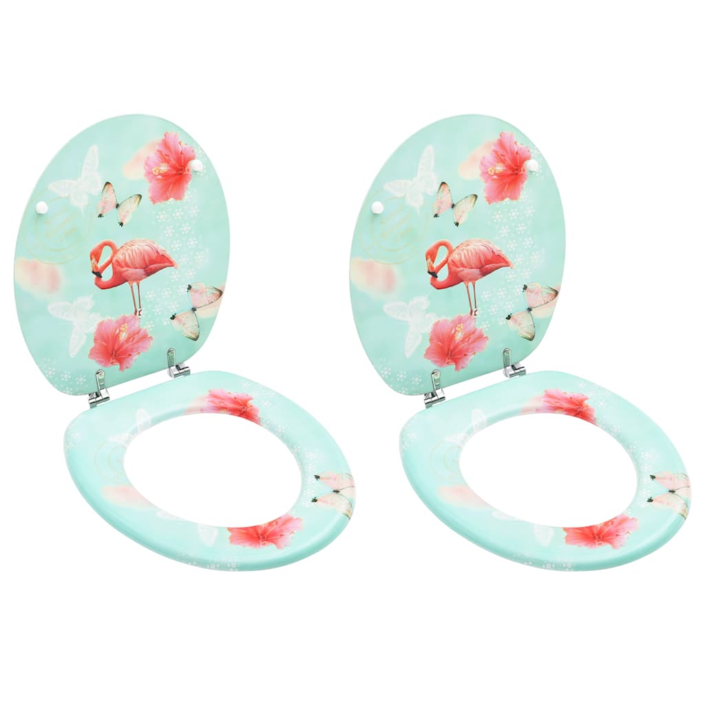 Vidaxl toiletsæder med låg 2 stk flamingo mdf
