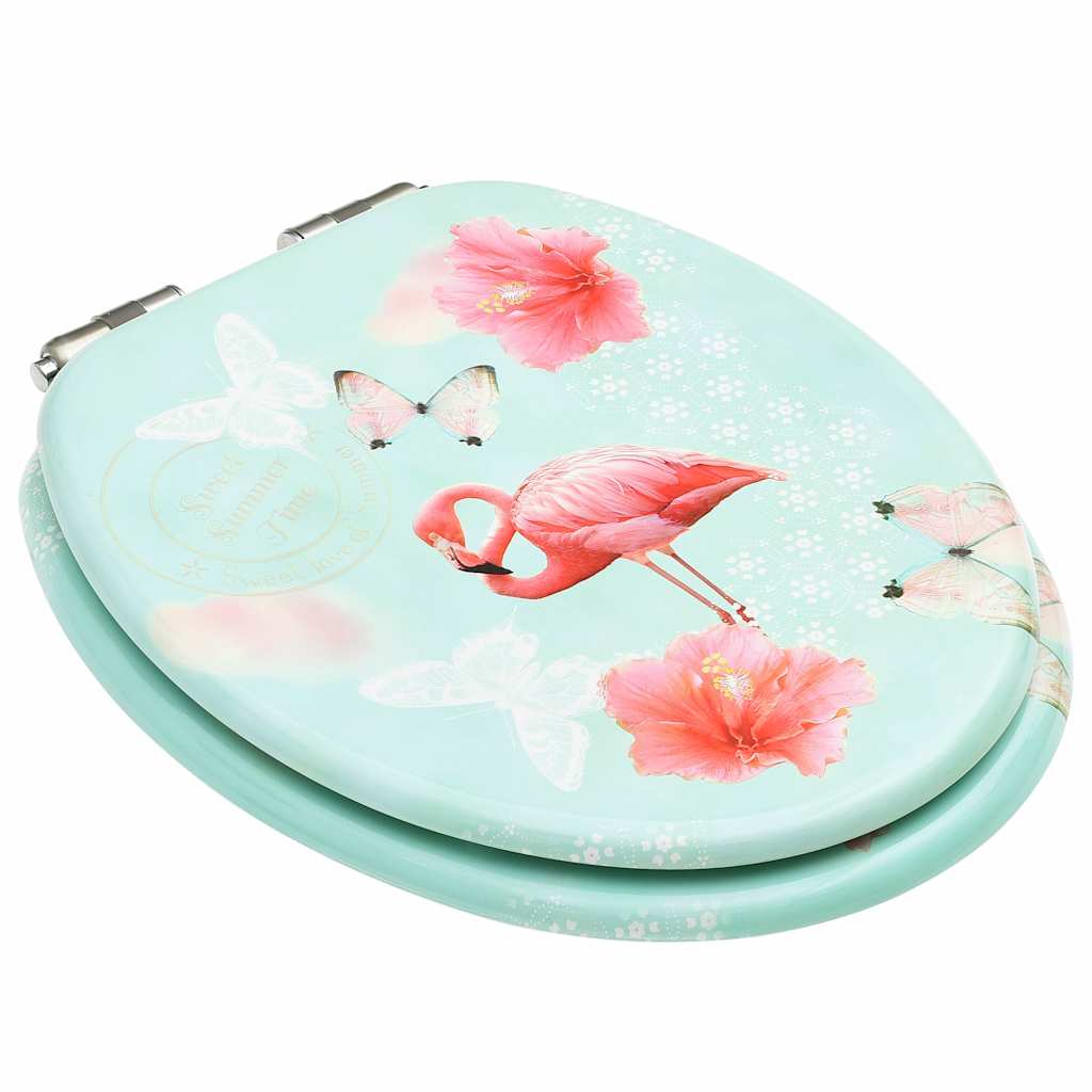 VidaXL toiletsæder med soft-close låg 2 stk flamingo MDF