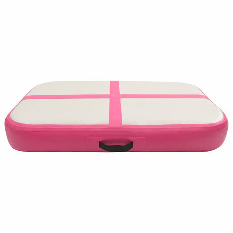 Vidaxl gymnastikmåtte med pumpe oppustelig 60x100x10 cm PVC lyserød