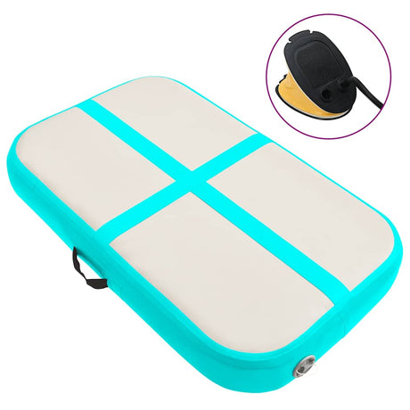 Vidaxl gymnastikmåtte med pumpe oppustelig 60x100x10 cm PVC grøn