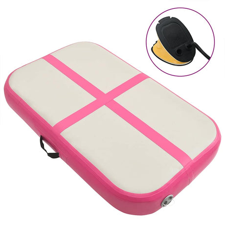 Vidaxl gymnastikmåtte med pumpe oppustelig 60x100x15 cm PVC lyserød