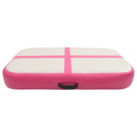Vidaxl gymnastikmåtte med pumpe oppustelig 60x100x15 cm PVC lyserød
